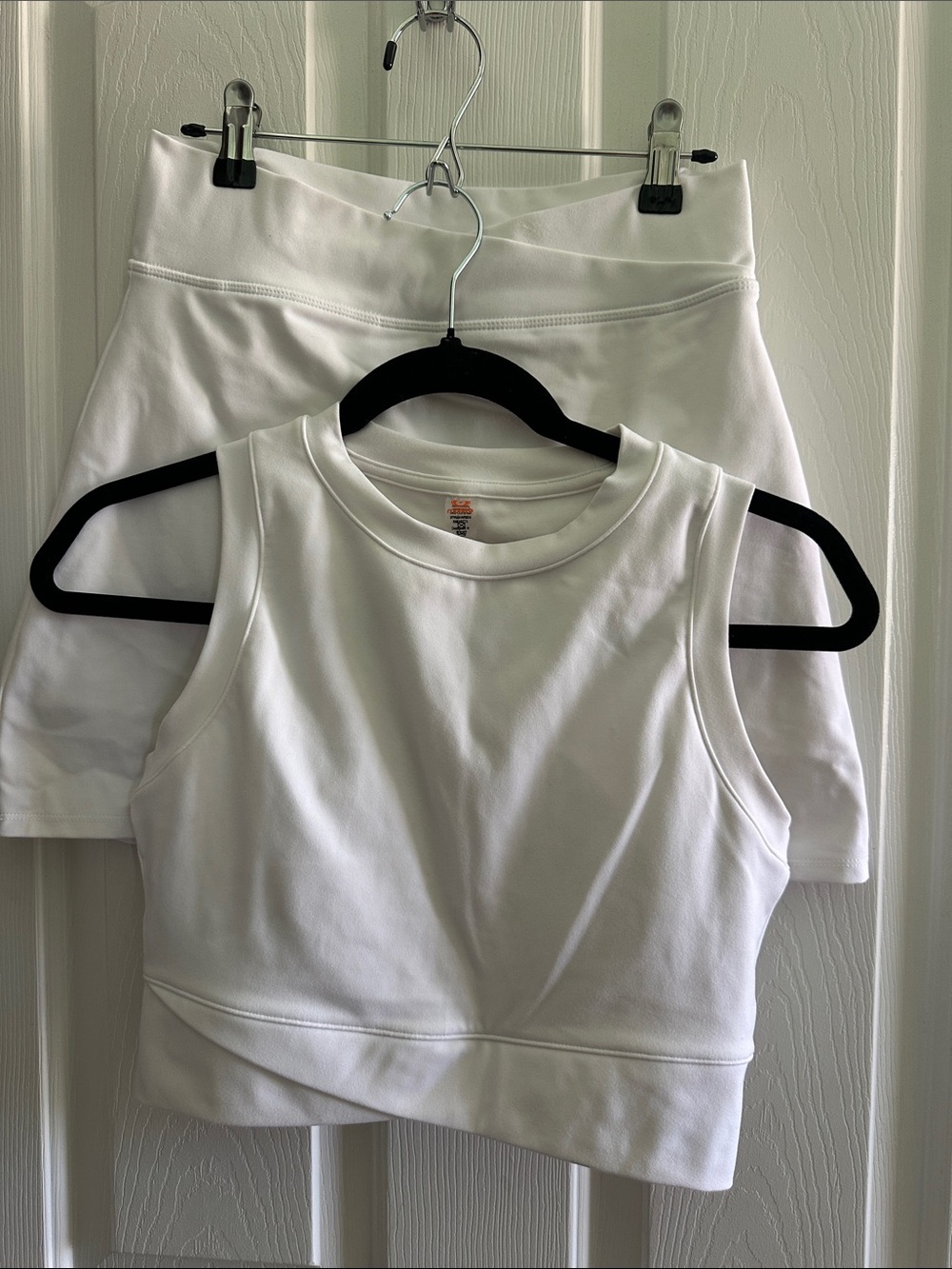 Mono B White Sleeveless Crop Tank and Matching Skirt Set